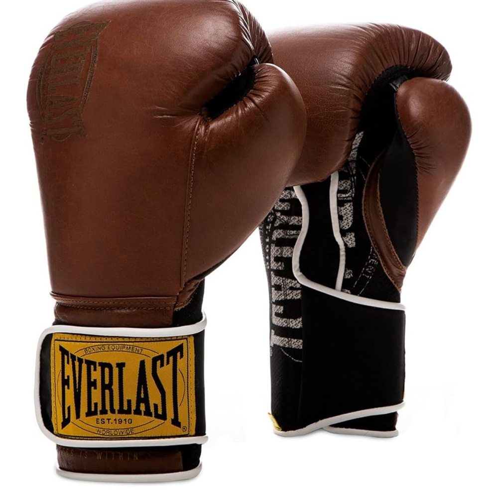 New! Everlast 1910 Leather Boxing Gloves Brown Leather 12oz